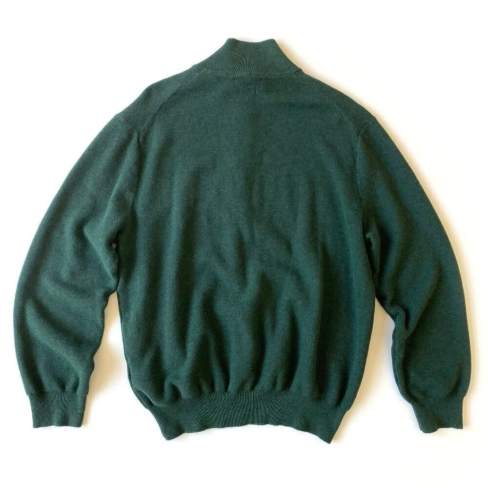 Polo Ralph Lauren XXL Green Pima Cotton 1/4 Zip Sweater